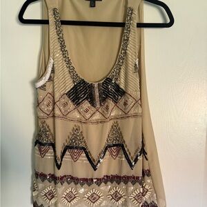 Zara Beige Embellished Tank Top
